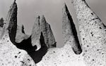 A view of the mysterious "pinnacles" located in a remote part of Crater Lake National Park in 1975.