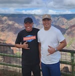 Park (L) and his son (R) during a trip to Kauai, Hawaii.