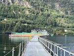 A salmon farm run by the company Lingalaks in the Hardangersfjord, Norway.