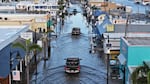 Flood waters in Tarpon Springs, Fla., after Hurricane Helene passed offshore in September 2024.