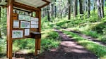 The Corvallis to the Sea trail is marked in several places with kiosks that provide information to travelers, as seen in this undated photo.