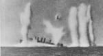 An image from a Japanese propaganda film shows the Edsall just before its sinking.