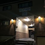 The Rose City Terrace apartments where Benjamin Smith, 43, lived. Police served a search warrant on Smith's apartment looking for guns and computers Monday, Feb. 21, 2022. Smith is suspected of killing one person and injuring four others in a shooting at a protest Saturday night.