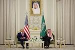 President Trump and Saudi Crown Prince Mohammed bin Salman attend a bilateral meeting at the Saudi Royal Court on May 13 in Riyadh, Saudi Arabia. 