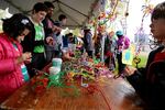 The Portland March For Science event also included educational teach-ins. NW Noggin worked with kids and adults to construct neurons using colorful pipe cleaners.