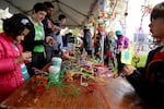 The Portland March For Science event also included educational teach-ins. NW Noggin worked with kids and adults to construct neurons using colorful pipe cleaners.