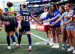 Megan Rapinoe walks onto the field to play her final NWSL regular-season home game against the Washington Spirit on Oct. 6, 2023, at Seattle's Lumen Field. Full story here.
