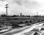 The frames of some early Vanport housing units before the first occupants arrived in December 1942.