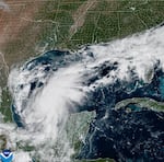 This satellite image from the National Oceanic and Atmospheric Administration shows Tropical Storm Isaias off the eastern coast of Mexico on Wednesday, Oct. 7, 2026.