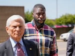 Emmitt Martin III, a former Memphis Police Department officer, second from left, accused of killing Tyre Nichols, walks into federal court on Friday in Memphis, Tenn.