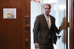 Senate Minority Leader Tim Knopp enters the Senate chambers at the Oregon State Capitol in Salem, Ore., Thursday, May 4, 2023. Four Republican senators and one Independent senator had unexcused absences, preventing a quorum for the second day.