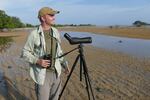 Noah Strycker looking for shorebirds in Bali, Indonesia.