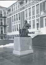 The Thomas Jefferson statue at Jefferson High School, circa 1923-1936.