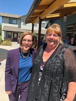 Char Reavis (right) with former Oregon Gov. Kate Brown at a Residents Organizing for Change event. ROC regularly meets with local, state and federal housing stakeholders.