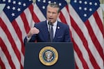 Defense Secretary Pete Hegseth speaks during a ceremony to commemorate the 25th anniversary of the 9/11 attacks at the Pentagon, Friday, Sept. 11, 2026, in Washington.