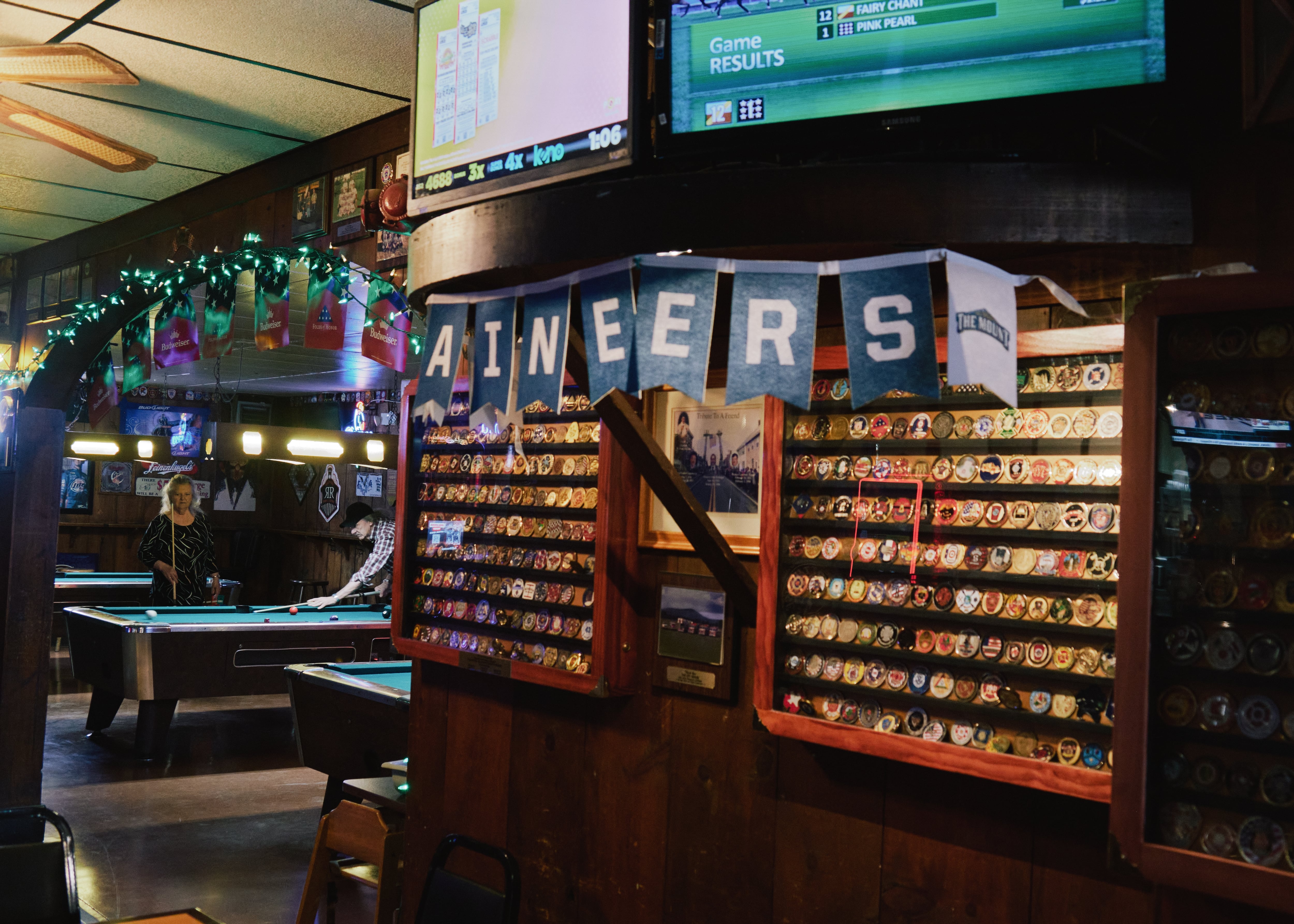 Ott House, an Emmitsburg pub, is a home-away-from-home for firefighters training at the nearby National Fire Academy. Visiting firefighters have come here for decades, and thousands of patches from their departments now line the pub's walls. <br>