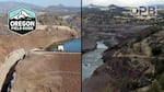 Before and after images capture the Iron Gate Dam site in 2022 and 2024.