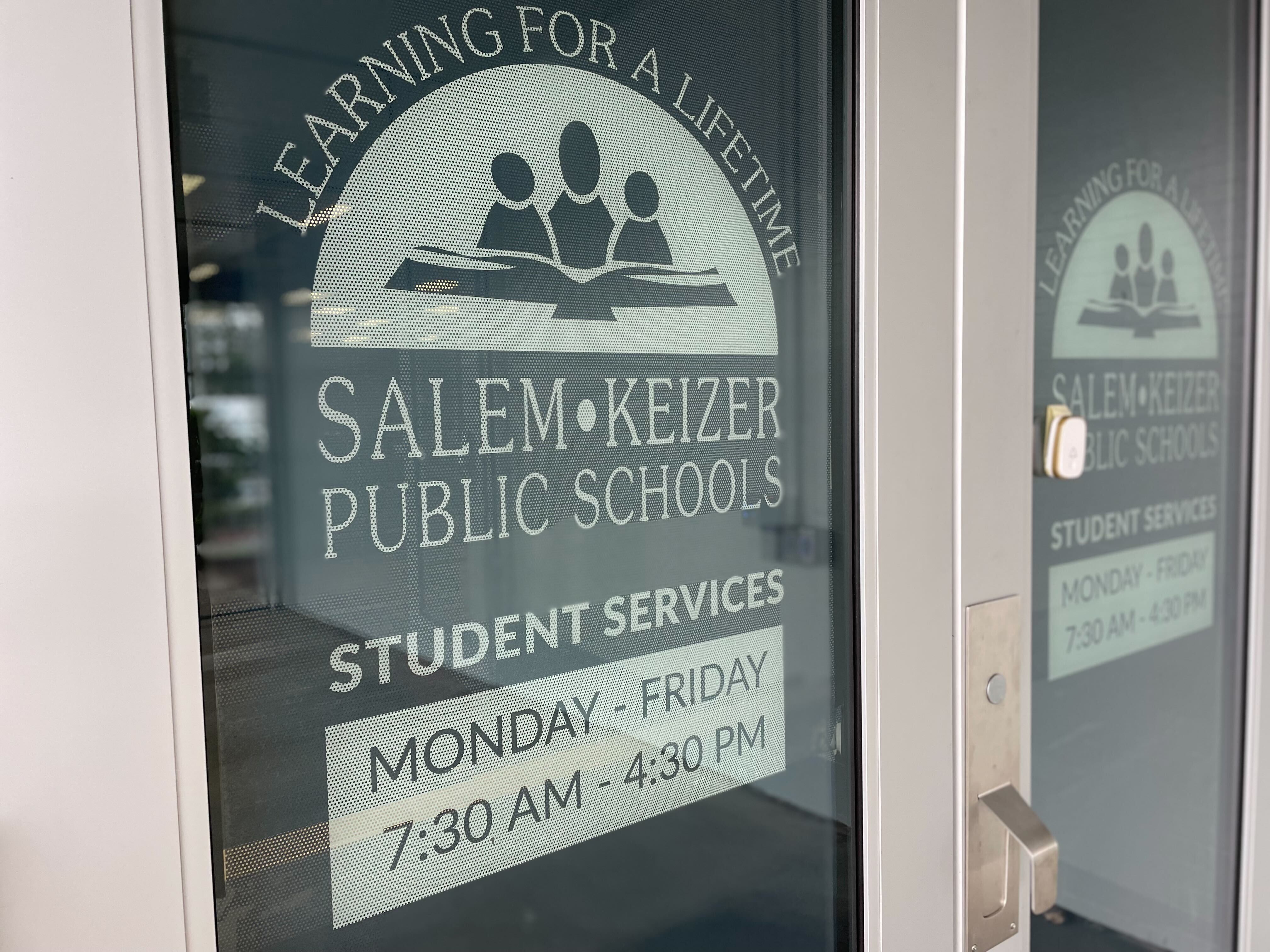 The Salem-Keizer Public Schools logo photographed outside the district's Student Support Services Center on Dec. 7, 2023, in Salem, Ore.
