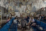 A Soviet mosaic titled “The City is Flourishing and Being Built,” inside the Central Bus Station in Chișinău, Moldova, June 16, 2023. Soviet-era monuments, statues and mosaics are prevalent in Moldova, serving as visual reminders of its historical ties to the Soviet Union.