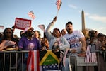 Supporters of Vice President and Democratic presidential candidate Harris wait on The Ellipse just south of the White House for her speech in Washington, D.C., on Tuesday. More than $100 million have been legally wagered on the presidential race on the first legal election betting platform in the U.S. in years.