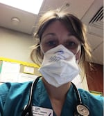 Dr. Jessica Van Fleet-Green posted this selfie to Instagram after she received a new N95 mask after three weeks of using her old one.