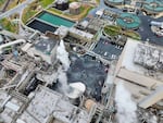 An undated aerial shot of the Nippon Dynawave pulp and paper mill, where a chemical tank ruptured on May 28, 2026, in Longview, Wash.