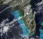 Hurricane Helene stirred up ocean sediment and flushed organic matter into the Gulf of Mexico, as seen in these images from NASA Earth Observatory.