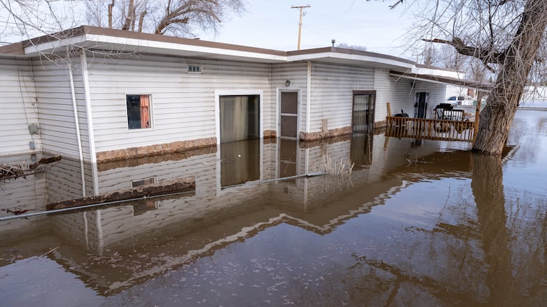 Accelerated snowmelt from the region has triggered widespread flooding in Burns, Ore., March 30, 2025. 