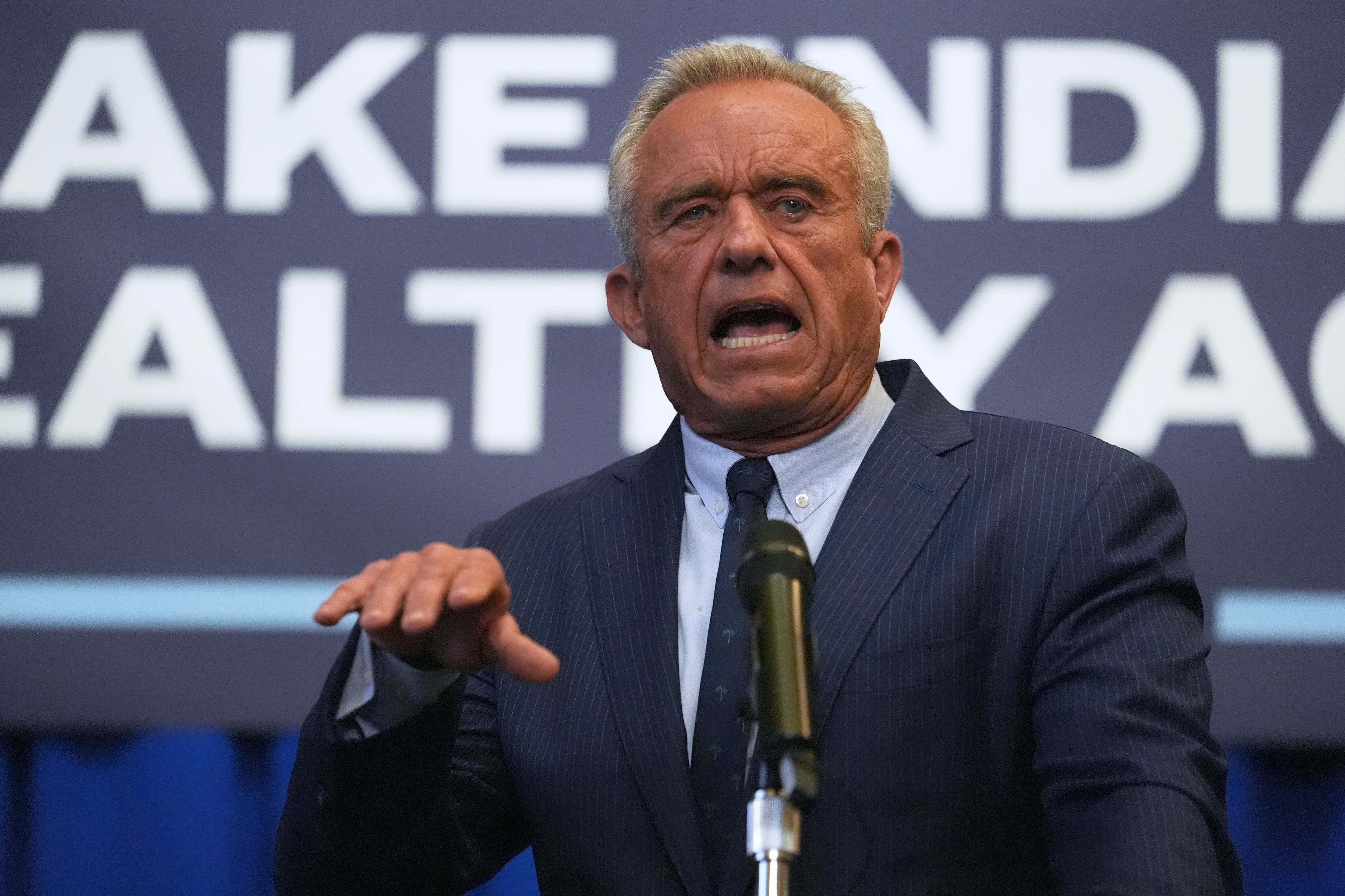 U.S. Health and Human Services Secretary Robert F. Kennedy, Jr speaks during a Make Indiana Healthy Again initiative event in Indianapolis, Tuesday, April 15, 2025.
