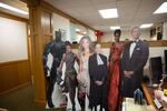 Powerful figures stand at the entry into Rep. Janelle Bynum's statehouse office in Salem, Ore.