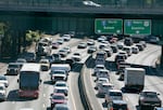 Rush hour traffic on Interstate 84 in Portland, Ore., July 18, 2025. 