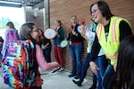 Earl Boyles' principal Ericka Guynes says goodbye to a student on the last day of school.