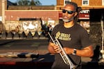 Butchy Austin, one of the musicians who meets weekly at George Floyd Square, says the music they play brings joy and a message of protest.