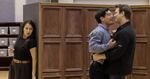 From left, Vanessa Becerra, Andy Acosta and Joseph Lattanzi take part in a staging rehearsal for "Fellow Travelers" at Seattle Opera.
