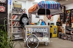 An installation styled as a paleta cart is part of Victor "Marka27" Quiñonez's "I.C.E. Scream" Series.