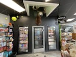 Inside Hill’s Chevron, a talking moose head is mounted above the beer cave.