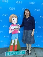 OPB's Jessica Martin at a community screening for the "Oregon Art Beat" special "Discovering Beverly Cleary" at the Hollywood Theatre in Portland, Ore., in 2016.