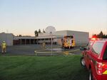 La Pine Fire Engines respond to the fire at La Pine Middle School.