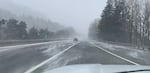 Blowing snow makes driving hazardous on Interstate 84 in Oregon in this Jan. 13, 2024 file photo, and conditions like this could return Wednesday night in the Gorge, the Cascades and the Hood River Valley. The National Weather Service has issued a storm warning in those areas.