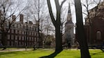 People walk through the campus of Harvard University in Cambridge, Massachusetts on April 17.