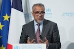 Tedros Adhanom Ghebreyesus, the WHO Director General, delivers his speech after inaugurating the WHO Academy campus which promotes lifelong learning across the health sector, Tuesday, Dec. 17, 2024, in Lyon, central France. 