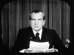 Former President Richard Nixon resigned from office before the House voted on impeachment, announcing his decision on television on Aug. 8, 1974.