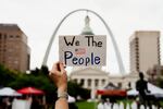 St. Louis: Thousands march in downtown St. Louis  during the No Kings protest.