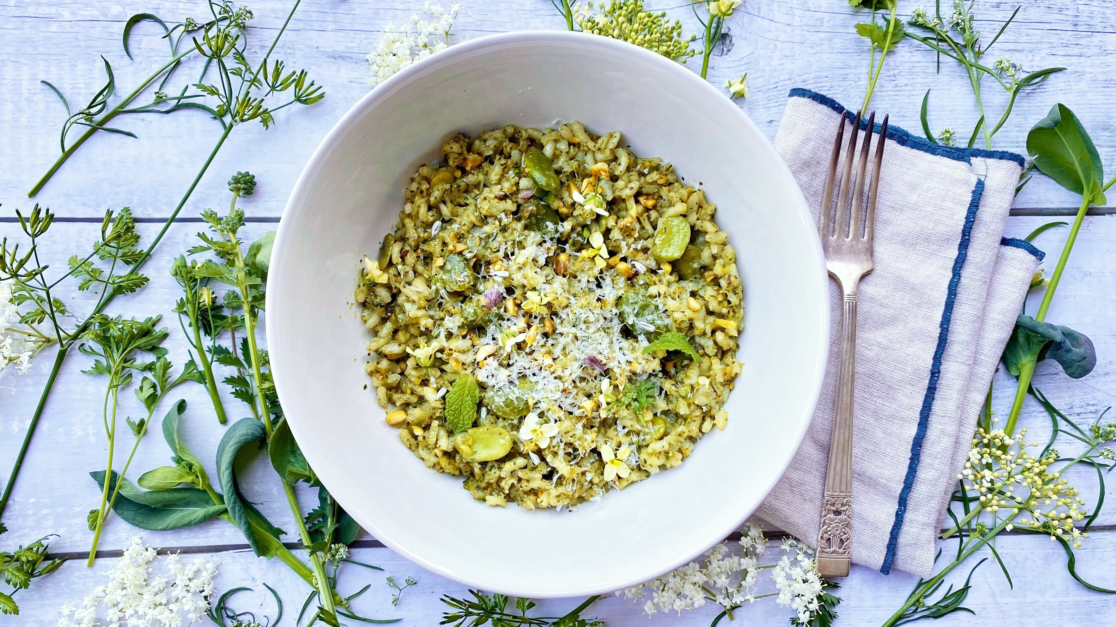 Risotto with fava beans and ethnochaos pesto