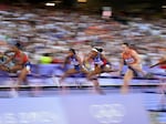 The crowd ROARED during every running event at the Stade de France. During the women's 100m hurdles final, the runners were so fast it was all just a blur. But the electric noise of the place was always there. Sometimes you'd see fans and photographers wearing ear plugs.