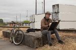 Artist Roll Hardy can usually be seen biking around Portland with a sketchbook, ready for any time inspiration comes.