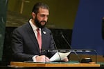Syria President Ahmad Al-Sharaa speaks during the 80th session of the United Nations General Assembly on Wednesday at U.N. headquarters.
