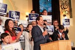 Oregon state Rep. Knute Buehler speaks to supporters after winning the Republican primary to challenge Kate Brown for the governor’s seat.