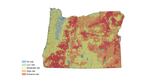 A map of Oregon is shaded in to show the level of potential wildfire danger in each area of the state, from zero to extreme risk.