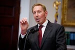 Oracle Chairman and Chief Technology Officer Larry Ellison speaks during a news conference with President Trump in the Roosevelt Room of the White House in Washington, D.C., on Jan. 21, 2025.